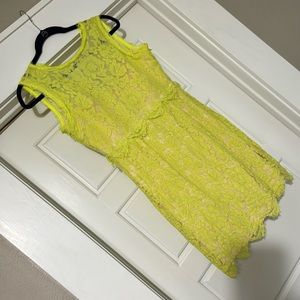 Neon yellow/green lace dress Small brand is Darling